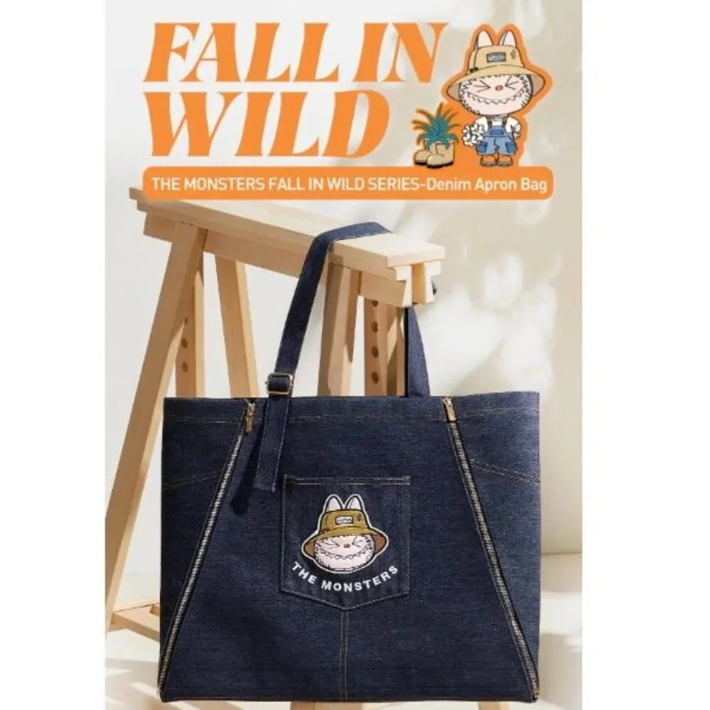 Labubu the Monsters Fall in Wild Denim Tote Bag / Apron Pop‎ Mart New Sealed!